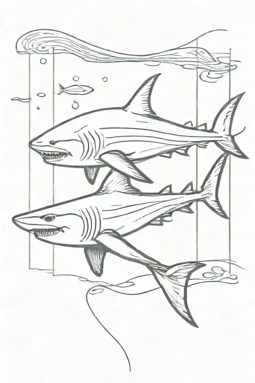 Shark An Sting Ray Swimming Gracefully