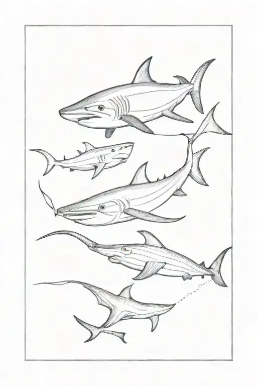 Stingray And Shark From Top Down View Swimming Gracefully