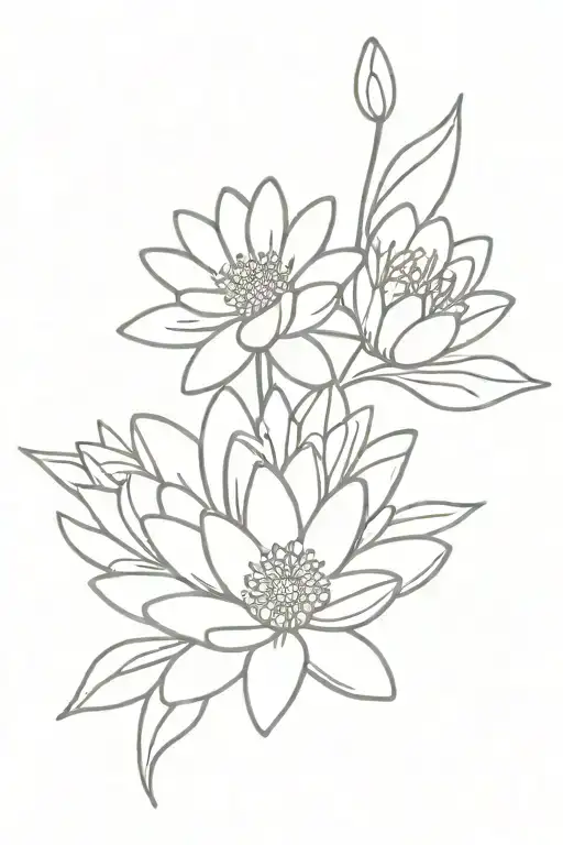 Daisy And Water Lily Intertwined