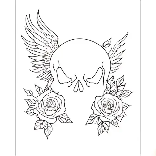 Skull And Roses And Phoenix Rising