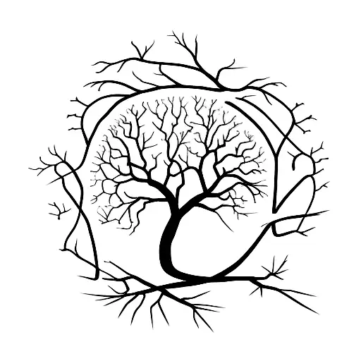A Minimalist Tree Of Life With Intertwined Branches Representing Relationships And Health Lifestyle