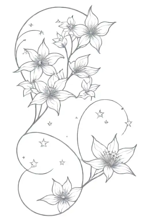 Moon And Stars With Flowers Leg