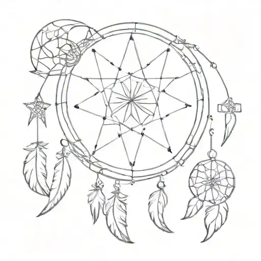 Dreamcatcher Star Moon Merging Together