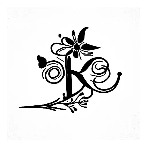 Initial A With Flower