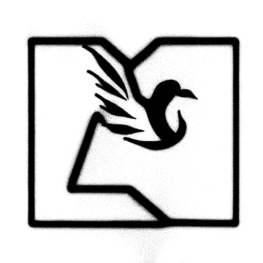 Minimalistic Phoenix Black And White Lines Only Tatto