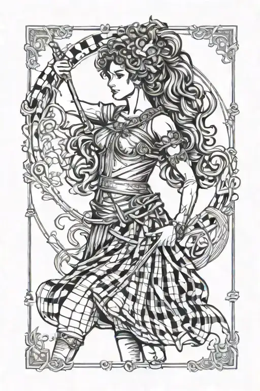 Boudica In Plaid Skirt Style Of Roman Goddess