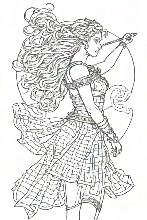 Boudica In Plaid Skirt Style Of Roman Goddess