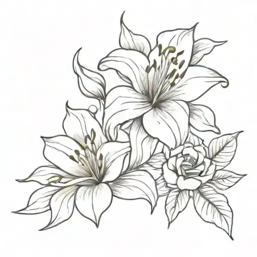 Lily Flower And A Rose