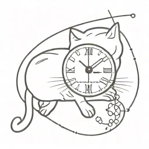 Cat And Time Clock