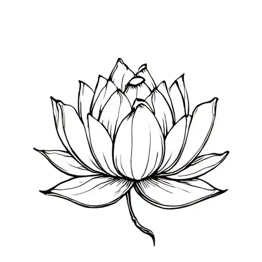 A Linear Lotus Flower Viewed Up Side For The Front Of Each Shoulder