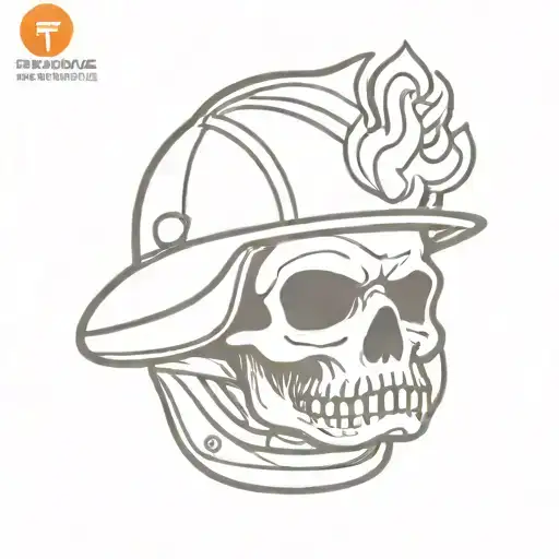 Burning Skull With Firefighter Helmet