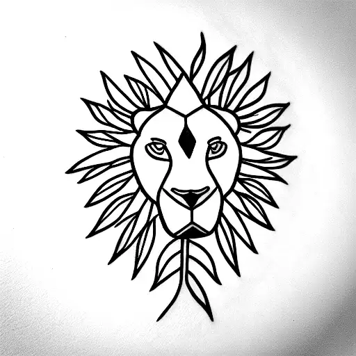 Lion Inside A Leaf