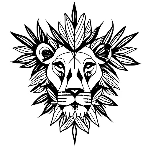 Lion Inside A Marijuana Leaf