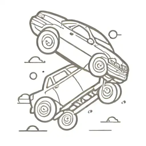Cartoon Car Lifting Off The Ground