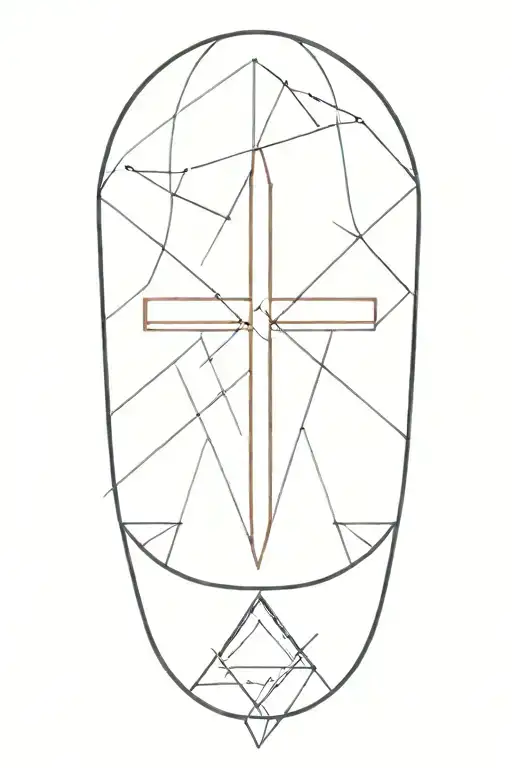 Include A Christian Cross And A Triangle Shape Inside