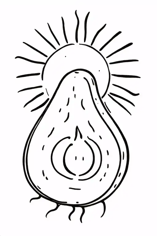 Avocado With A Sun That Embers It In Color