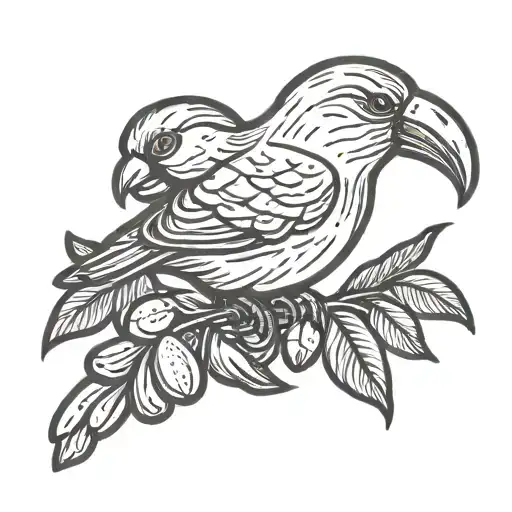 Bird Eating A Banana