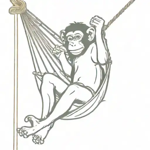 Monkey In Hammock Hanging