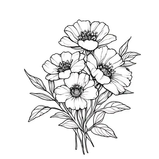 September Birth Flower Bouquet Fine Line