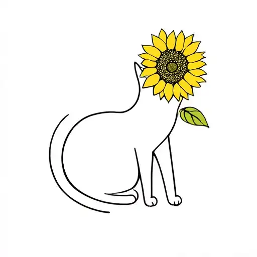 Cat And Sunflower