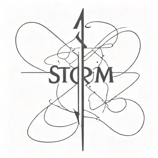 Vertical Tattoo Of The Word Storm In Light Night Font