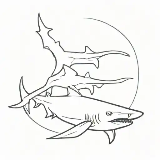 Aerial Bonnethead Shark Silhouette