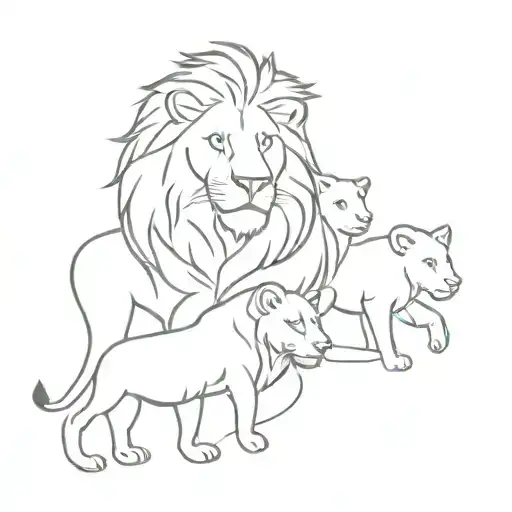 Lion And Familiy Members As Symbols