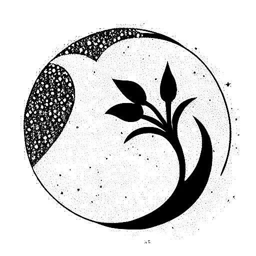 Moon With Flowers And Sparkles