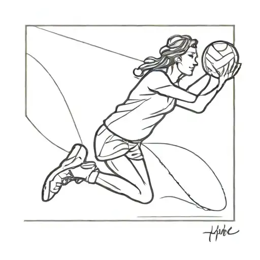 A Minimalist Tattoo Design Of A Volleyball Player In Action And A Subtle Country Music Reference