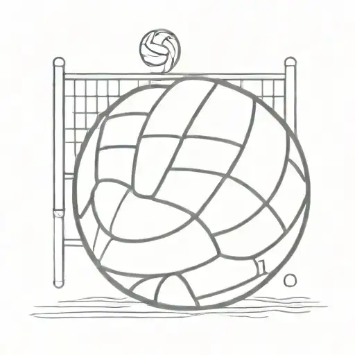 A Minimalist Tattoo Design Of A Volleyball And A Subtle Country Music Reference
