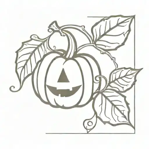 Small Pumpkin With A Vine In The Shape Of A J And A Leaf Coming Off The Stem