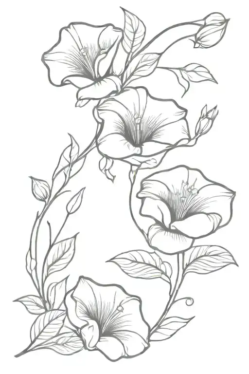 Morning Glory And Rose