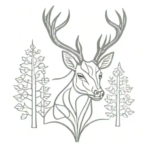 Celtic Deer Head With Trees