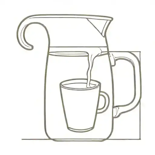 Old School Line Drawing Of A Coffee Milk Pouring Pitcher With A World Inside It