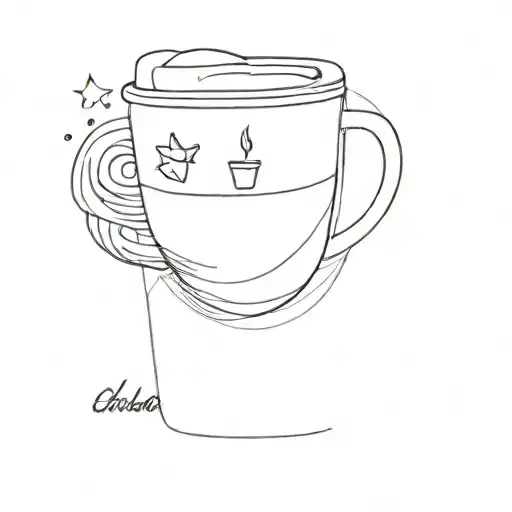 A Minimalist Tattoo Of A Coffee Cup With A Kpop-inspired Design