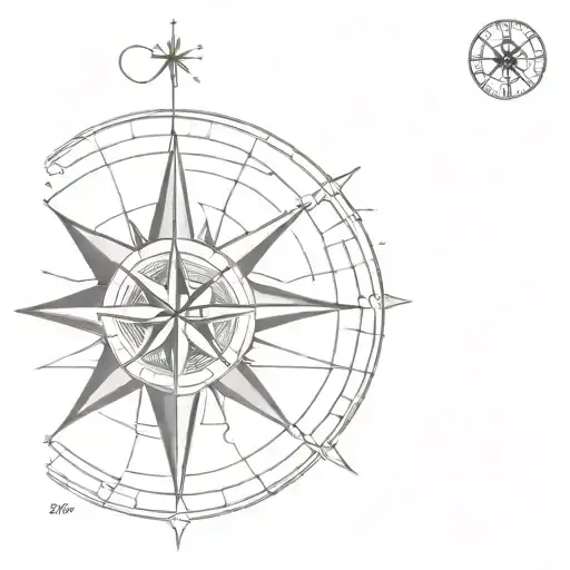 Half Of A Compass Rose With One Half Clock Face And The Other Half Portugal