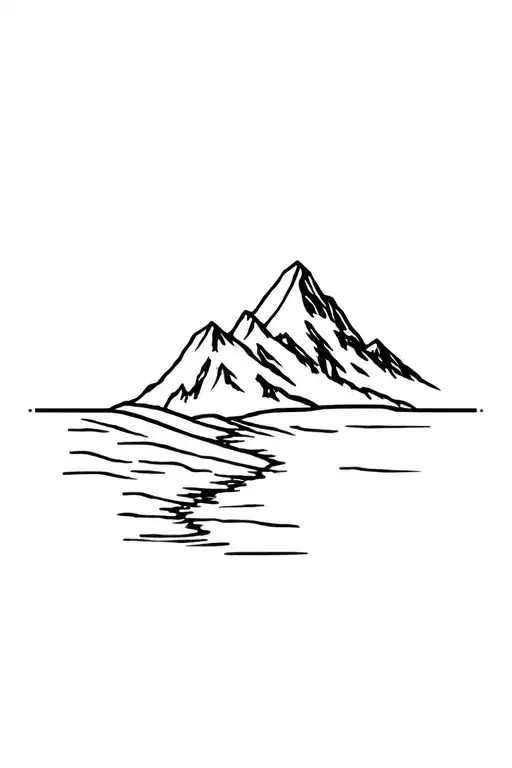 Mountain With Landslide Into River