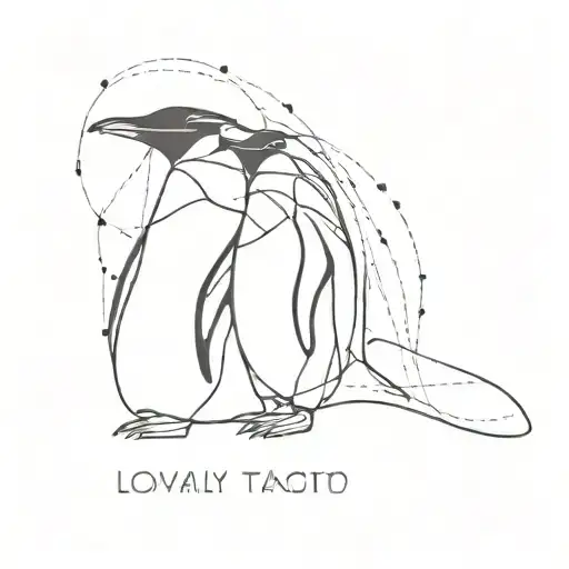 Abstract Penguin Tattoo Incorporating The Word 'Loyalty'