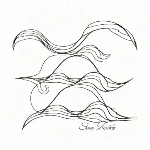 A Sea Wave Line Art With Kai Written In It