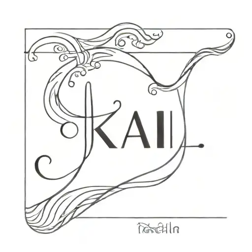 A Sea Wave Line Art With The Name Kai Written In It