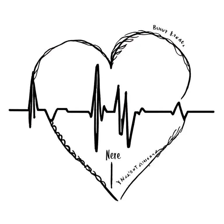 Heart Beat Line With Name In The Middle Surrounded