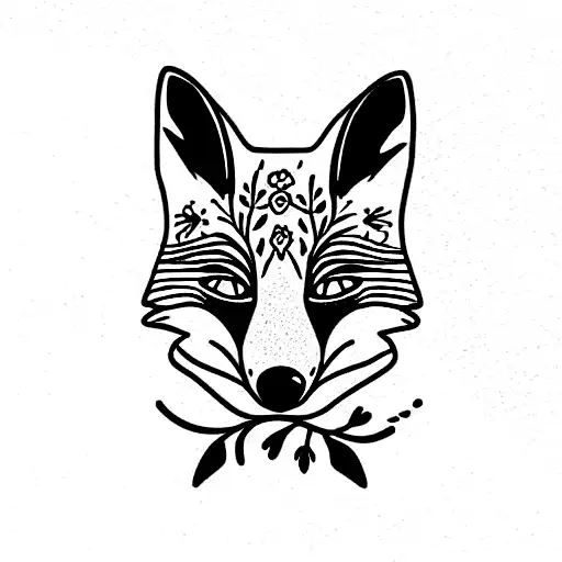 Fox Holding Flowers In Mouth