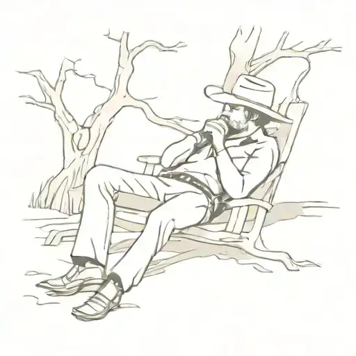 Cowboy Taking A Nap Against A Tree