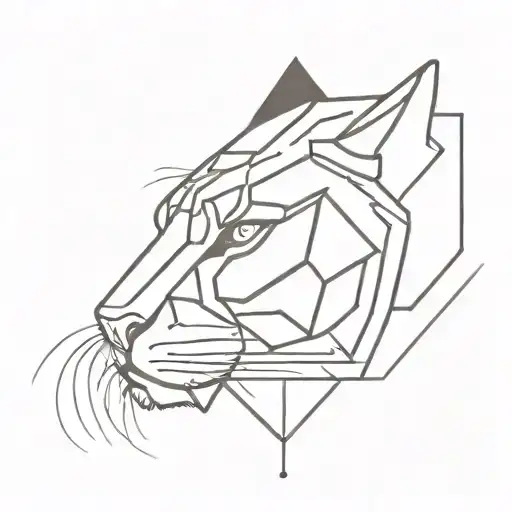 A Minimalist Geometric Tiger Head With Circuit Board Patterns Integrated Into The Design