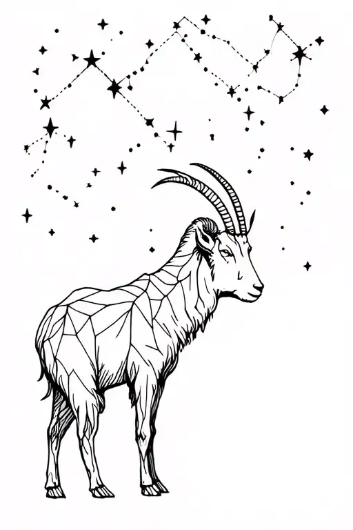 Mountain Goat Made Out Of Constellation Stars