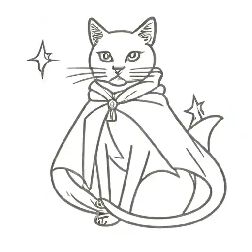 Simple Magician Cat W A Cape And A Satff