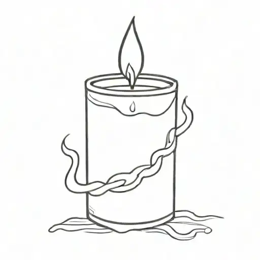 A Minimalist Tattoo Of A Candle Burning In The Dark
