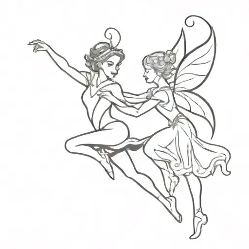 Elf In White Dress Dancing With A Dark Fairy