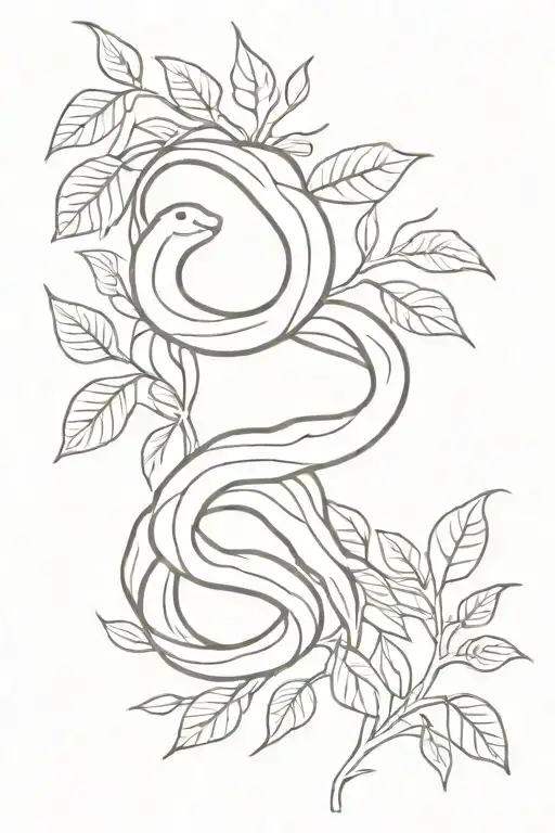 Snake And Leaves Intertwined