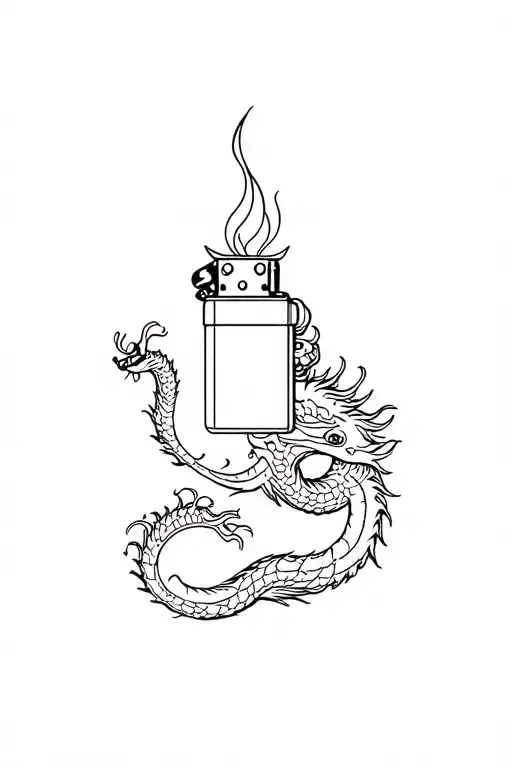Bic Lighter With A Chinese Dragon As The Flame